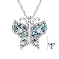 TOUPOP Sterling Silver Abalone Shell Butterfly Urn Necklace For Ashes-undefined