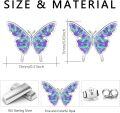 wholesale 925 Sterling Silver Blue Fire Opal Butterfly Stud Earrings Hypoallergenic  for Women Girls 6mm x 8mm-0-23