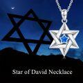 wholesale 925 Sterling Silver Blue Opal Hexagram Star of David Pendant Necklace-0-5