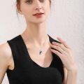 wholesale 925 Sterling Silver Blue Ribbon Crystal Pendant Necklace-0-4