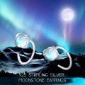 wholesale 925 Sterling Silver Blue Moonstone Cat Ear Cuff Wrap Studs for Women-0-1