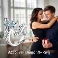 wholesale 925 Sterling Silver Turquoise Dragonfly Ring Adjustable Boho Nature Jewelry Gift-0-1