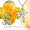 wholesale 925 Sterling Silver Cross Pendant With Red Gemstone And Lily Design-0-7