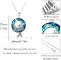wholesale 925 Sterling Silver Blue Crystal Mermaid with Starfish and Seashells Pendant Necklace-0-3