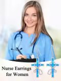 TOUPOP Sterling Silver Crystal Nurse Stethoscope Cross Earrings-0-2