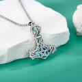 wholesale 925 Sterling Silver Viking Thor's Hammer Necklace w/Tree of Life & Pentagram Gemstone Pendant for Men Women Norse Mythology s 24 Chain -0-2