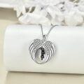 wholesale 925 Sterling Silver Angel Wing Cremation Jewelry Keepsake Memorial Urn Necklace w/Heart Charm & Funnel Set-0-1