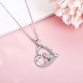 wholesale 925 Sterling Silver Heart Pendant with Dog Charm and Cubic Zirconia - I Love You Forever Necklace for Women-0-1