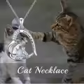 wholesale 925 Sterling Silver 925 Cat Heart CZ Pendant Necklaces Wholesale w/Engraving Forever In My Heart & Love You Giftboxed-0-4