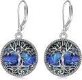 wholesale 925 Sterling Silver Abalone Shell Tree of Life Drop Earrings for Women Girl's-0-0