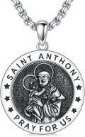 wholesale 925 Sterling Silver and  Saint Anthony Prayer Medal Pendant with Chain - Catholic Protection  for Men & Women-0-0