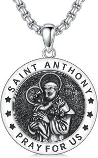 wholesale 925 Sterling Silver and  Saint Anthony Prayer Medal Pendant with Chain - Catholic Protection  for Men & Women-K-St Anthony Necklace A