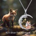 wholesale S925 Sterling Silver Fox Pendant Necklace Moon Animal s for Women Mom Wife-0-4