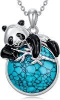 wholesale 925 Sterling Silver Panda Turquoise Pendant Necklace - Cute Animal s for Mom & Daughter Birthdays Xmas Mothers' Day-0-0