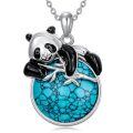 wholesale 925 Sterling Silver Panda Turquoise Pendant Necklace - Cute Animal s for Mom & Daughter Birthdays Xmas Mothers' Day-0-0