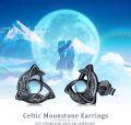 wholesale 925 Sterling Silver Celtic Moonstone Triquetra Stud Earrings - Vintage Irish Good Luck  for Her-0-4