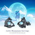 wholesale 925 Sterling Silver Moonstone Triquetra Stud Earrings For Women And Men-0-4