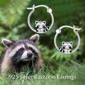 wholesale 925 Sterling Silver Raccoon Animal Design Huggie Hoop Earrings for Sensitive Ears-0-2