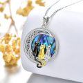 wholesale 925 Sterling Silver Abalone Shell Celtic Cat on the Moon Necklace for Women Birthday Christmas s-0-1