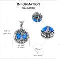 wholesale 925 Sterling Silver 925 Blue Opal Tree of Life Cremation Urn Locket Necklace with Funnel and Fill Tool-0-4