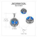 wholesale 925 Sterling Silver 925 Blue Opal Tree of Life Cremation Urn Locket Necklace with Funnel and Fill Tool-0-4