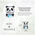 wholesale 925 Sterling Silver Panda Moonstone Stud Earrings for Women Girls Cute Animal  Idea-0-4