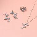 wholesale 925 Sterling Silver CZ Butterfly Pendant Necklace w/ Austrian Crystal Accents & Extender Chain (18+2)-0-1