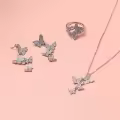 wholesale 925 Sterling Silver CZ Butterfly Pendant Necklace Wholesale w/ Austrian Crystal Accents & Extender Chain (18+2)-0-1