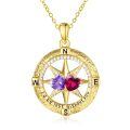 wholesale 925 Sterling Silver Compass Pendant with Birthstones for Women-0-0