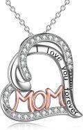 wholesale 925 Sterling Silver I Love You Forever MOM Heart Butterfly Pendant Necklace for Mom's Birthday Gifts-0-0