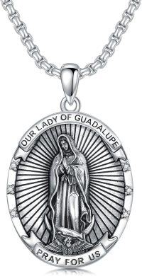 wholesale 925 Sterling Silver Our Lady of Guadalupe Pendant with Chain for Men-C-Virgin Mary