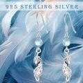 wholesale 925 Sterling Silver Moonstone & Turquoise Feather Drop Earrings-0-3