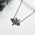 wholesale 925 Sterling Silver Black Bat Pendant Necklace with Red Eyes and Chain for Women Girls-0-2