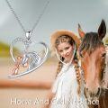wholesale 925 Sterling Silver Horse Girl Heart Pendant Necklace s for Women Girls-0-5