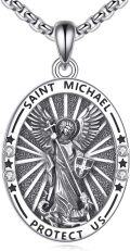 wholesale 925 Sterling Silver Saint Michael Guardian Angel Pendant Necklace - Religious Gifts for Women & Men-0-0
