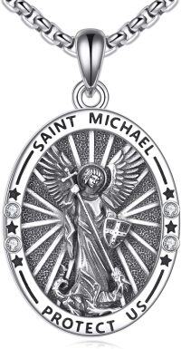 wholesale 925 Sterling Silver Saint Michael Guardian Angel Pendant Necklace - Religious Gifts for Women & Men-St.Michael01