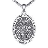 wholesale 925 Sterling Silver Saint Michael Pendant With Crystals And Chain-St.Michael01