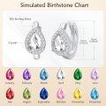 wholesale 925 Sterling Silver Birthstone Pear Teardrop Huggie Hoop Earrings for Women-0-2