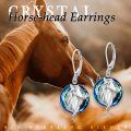 wholesale 925 Sterling Silver Horse Head Drop Earrings Wholesale With Blue Crystal-0-5