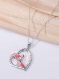 wholesale 925 Sterling Silver Flamingo Love Forever Heart Pendant Necklace for Women-0-4