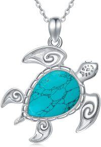 wholesale Sterling Silver Crystal Sea Turtle Ocean Palm Tree Pendant Jewelry-B-Sea Turtle-Turquoise