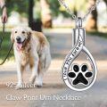 wholesale 925 Sterling Silver Tear Drop Pet Urn Necklace with Black Enamel Paw Print Keepsake Jewelry for Dog or Cat Ashes-0-1