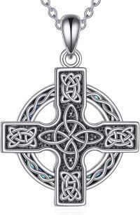 wholesale 925 Sterling Silver Celtic Knot Star of David Heart Cross Pendant Necklace-Irish Abalone Cross