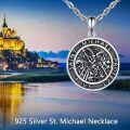 wholesale 925 Sterling Silver Saint Michael Protect Us Religious Pendant Necklace with Stainless Steel Chain-0-1