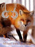 wholesale Sterling Silver Moonstone Cat Fox Panda Dangle Earrings Celtic Crescent Animal Jewelry Gift-0-5