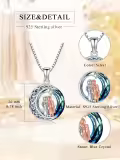 TOUPOP 925 Sterling Silver Blue Crystal Twins Pendant Necklace-0-3