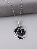 wholesale 925 Sterling Silver Gothic Black Butterfly Red Heart Moon Pendant Necklace-0-4