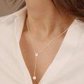 wholesale 925 Sterling Silver White Freshwater Pearl Y-Necklace for Women Elegant Trendy Long Chain -0-3