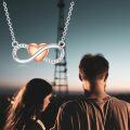 wholesale 925 Sterling Silver Rose Gold Heart and Infinity Symbol Pendant Necklace for Women-0-4