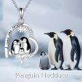 wholesale 925 Sterling Silver Penguin Family Heart Pendant Necklace Gifts for Women Lover's Day-0-4